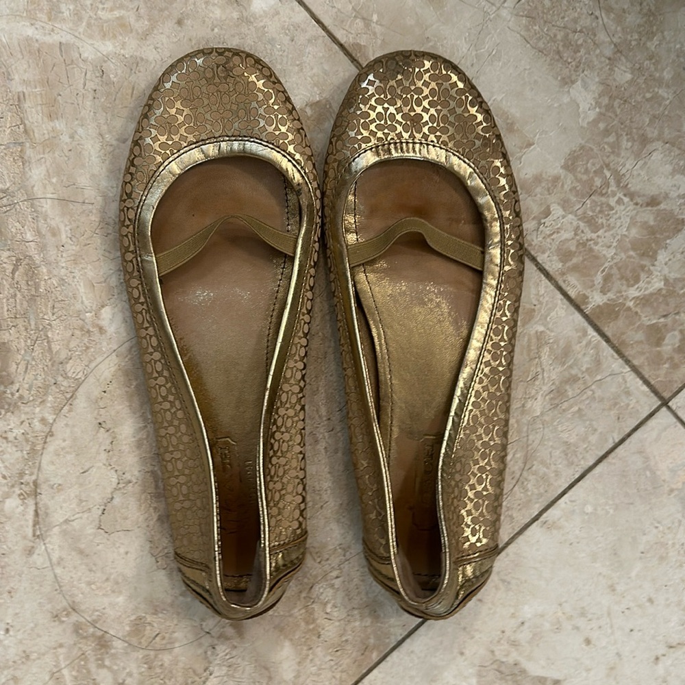 Coach gold ballet flats size 7.5